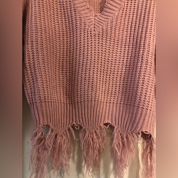 Womens Loose Knitted Off The Shoulder Sweater Solid V Neck Pullover Crop Top - Picture 4 of 4